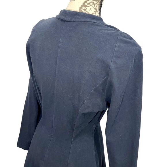 Vintage 90s Women's Tina Hagen Black Long sleeve Fit & Flare Mini Dress Gold Zip - Picture 9 of 11